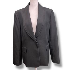 Tahari ASL Blazer Womens 12 Gray Single Button Lined Feminine Career Classic